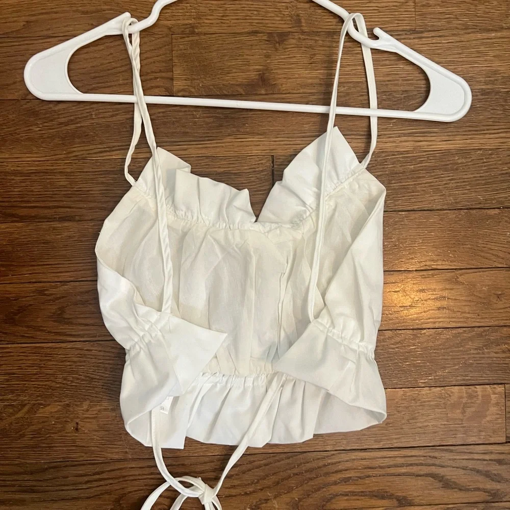Backless White Ruffle Top - Picture 4 of 5
